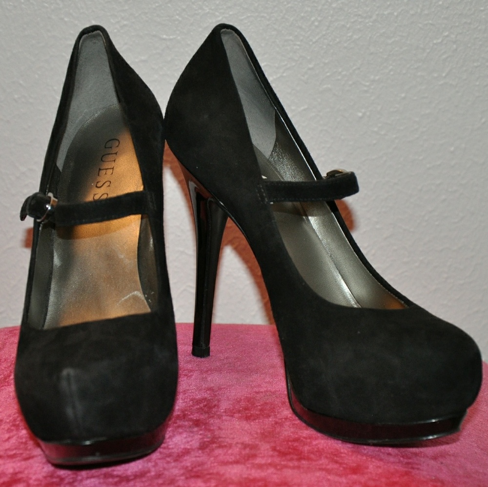 Guess Black Suede Platforms